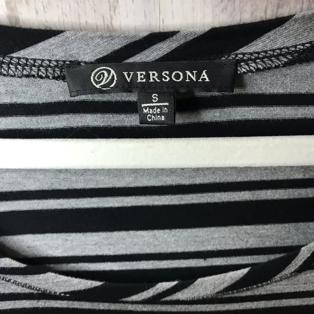Versona Black and grey three quarter sleeve top S - Picture 2 of 2